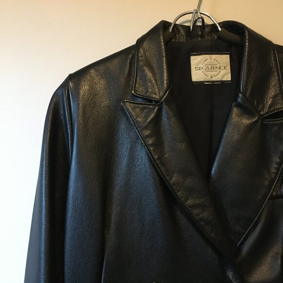 Vintage Canadian Black Genuine Leather Double Breasted Jacket - Picture 5 of 16